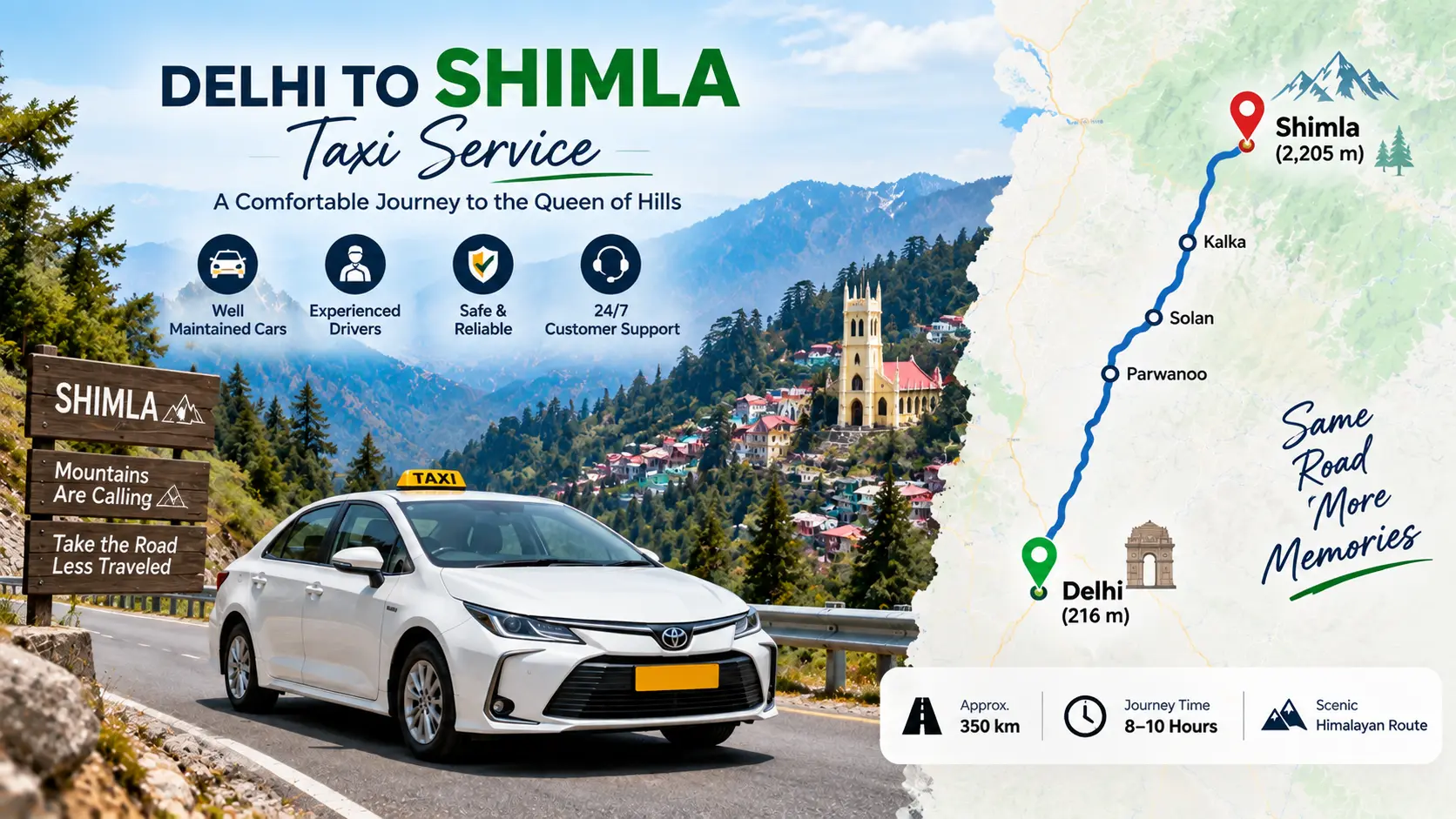 Delhi to Shimla Taxi